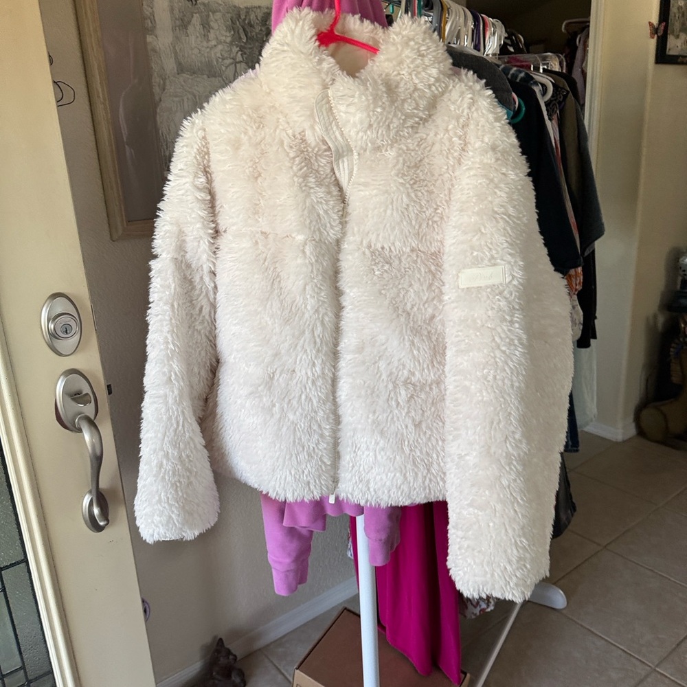 PINK Victoria's Secret Plush Teddy Jacket - Cream - Picture 9 of 10